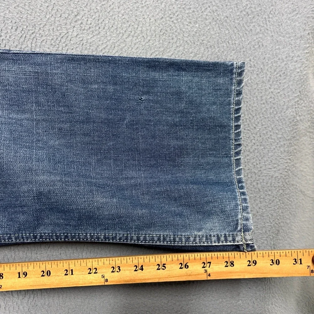 Banana Republic Jeans Mens 32x30 Blue Straight Distressed Denim Contrast Panel